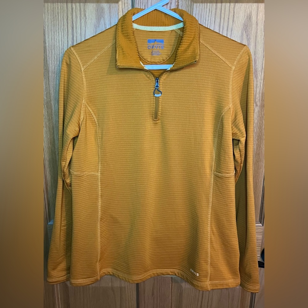 🏕️ Orvis Women’s Mustard Yellow 3/4 Zip-Up Medium